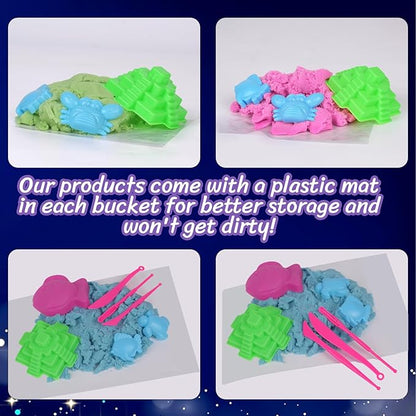 Minyaluck Play Sand Bulk Kit, 6 Color 5.3 Lb Magic 48 Molds, Sensory Toy Art Moldable Self-Sticking Kids Bulk Sand for Classroom Home Party Favors Gift for 4 5 6 7 8 9 Years Boys Girls