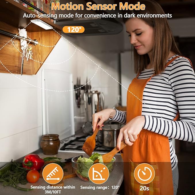 Under Cabinet Lighting 2-Pack, 35LED Bright Motion Sensor Light Indoor - 3 Color 2800K-6000K Dimmable, Rechargeable 1700mAh Battery, Wireless Magnetic Easy Install for Kitchen, Closet & Pantry
