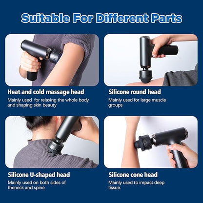 Massage Gun with Heat and Cold, 2 in 1 Portable Mini Muscle Massager with Extended Handle, Handheld Electric Percussion Deep Massager Tissue Massage Gun for for Home Gym