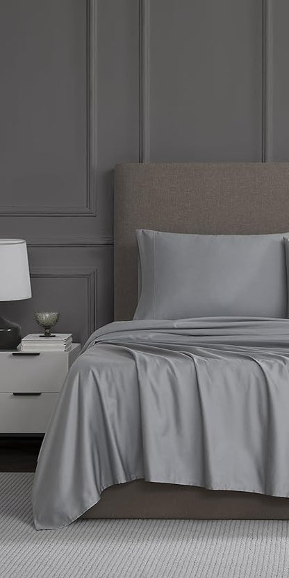 Linen Closet Luxury Cotton 1200 Thread Count Hotel Luxury 4-Piece Sheet Set, Full, Light Gray