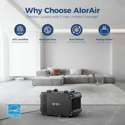 ALORAIR Crawlspace Dehumidifiers, 145 Pint Commercial Dehumidifier for Basements with Drain Hose, 1,800 Sq.Ft Auto Defrost Compact Portable Industry Crawl Spaces Dehumidifier