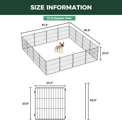 FXW MiniPaws Unleashed Dog Playpen for Yard & RV Camping, Expandable 24-inch 16 Panels for Puppies and Small Dogs, Portable for Indoor and Outdoor Use