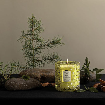 Chloefu LAN Fir & Cedarwood Scented Holiday Candle Christmas Gift, Festival Gifts, Cozy Winter Forest, Luxury Soy Jar Candles, 55 Hour Long Lasting, Highly Scented, Home Decor, Clean Burning, 8.1oz