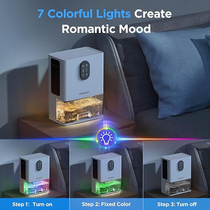 Dehumidifier, 106 OZ Water Tank (1000 sq.ft) Dehumidifiers for Home, Quiet Dehumidifier for Bathroom Bedroom Basement RV with Timer Setting, Auto Shut Off, 7 Colors LED Light, Sleep Modes, White