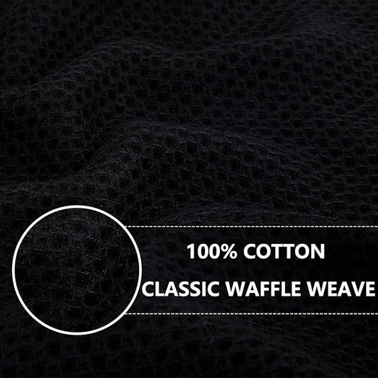 Homaxy 100% Cotton Oversized Waffle Weave Kitchen Dish Towels, Ultra Soft Absorbent Quick Drying Cleaning Towel, 20 x 28 Inches, 6-Pack, Black