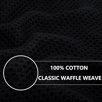 Homaxy 100% Cotton Waffle Weave Kitchen Dish Towels, Ultra Soft Absorbent Quick Drying Cleaning Towel, 20x28 Inches, 12-Pack, Black
