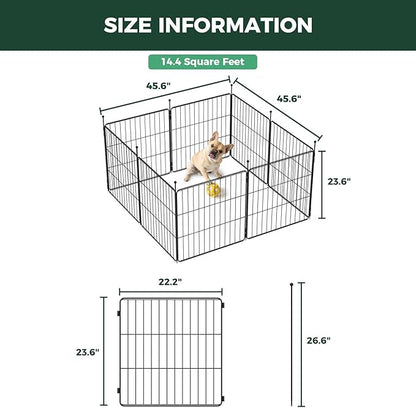 FXW MiniPaws Unleashed Dog Playpen for Yard & RV Camping, Expandable 24-inch 8 Panels for Puppies and Small Dogs, Portable for Indoor and Outdoor Use