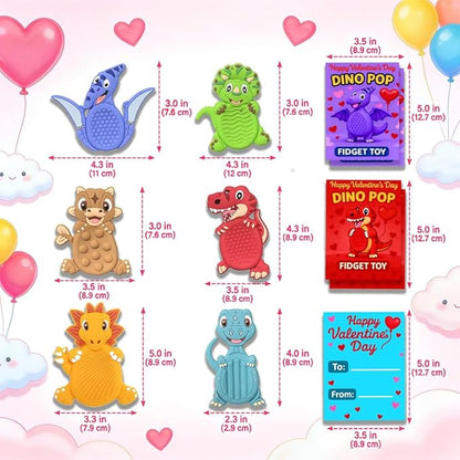 24Pack Valentine's Day Gifts for Kids School Classroom, Valentines Day Cards for Kids School Classroom, Valentine's Day Dinosaur Sensory Stone for Autistic Kid, Valentine Party Favors for Boy Girls