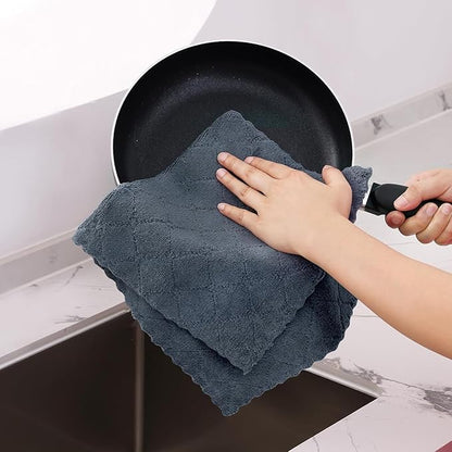 Homaxy 24 Pack Dish Towels for Kitchen (10 x 20 Inches, Dark Grey), Super Soft and Absorbent Coral Velvet Dish Cloths for Washing Dishes, Nonstick Oil Fast Drying Microfiber Cleaning Cloth