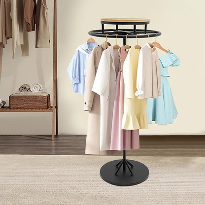 TFCFL Round Garment Rack,Floor Standing Rotatable Clothing Rack,Clothes Retail Display Stand for Bedroom Boutique Commercial Shop Laundry Room