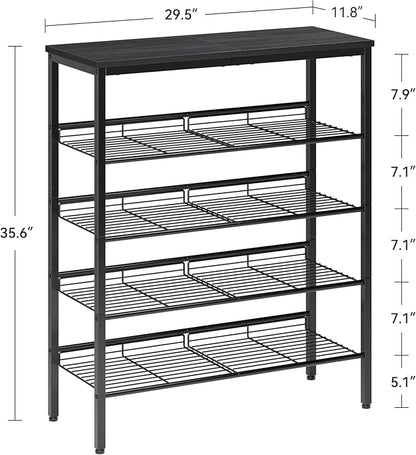 Shoe Rack for Closet,5 Tier Shoe Organizer for Entryway,Shoe Shelf with Storage Shelves and Spacious Top,Max Holds 20 of Shoes,Black