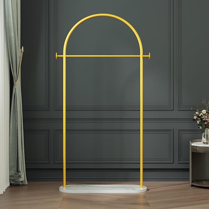 Gold Modern Clothing Rack with Marble Base - Heavy Duty Freestanding Garment Rack for Hanging Clothes, Storage in Bedroom, Living Room, Entryway, Boutiques (gold)
