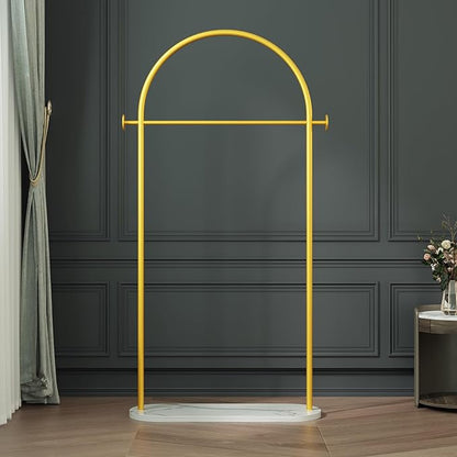 Gold Modern Clothing Rack with Marble Base - Heavy Duty Freestanding Garment Rack for Hanging Clothes, Storage in Bedroom, Living Room, Entryway, Boutiques (gold)