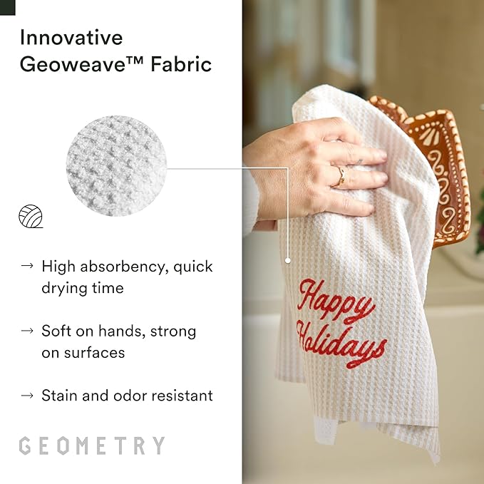 GEOMETRY Christmas Kitchen Towels - Quick Dry Microfiber Cloth Dish Towels for Kitchen Drying - Premium Quick Dry Towel - Seasons Stripes