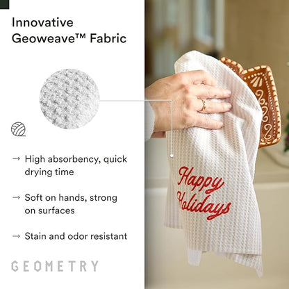 GEOMETRY Christmas Kitchen Towels - Quick Dry Microfiber Cloth Dish Towels for Kitchen Drying - Premium Quick Dry Towel - Seasons Stripes