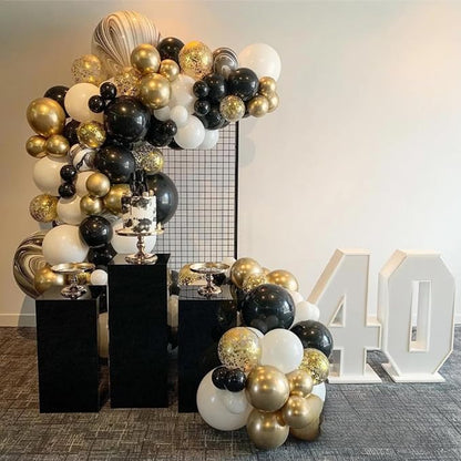 Black White and Gold Balloons,75Pcs Black and Gold Party Balloons,12in and 5in Black White Gold Confetti Party Balloons for Birthday,New Year,Wedding Decorations