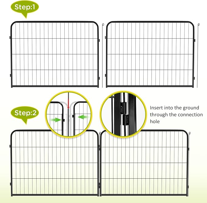 BestPet | Dog Playpen | 24 Inch, 6 Panels | Heavy Duty Metal Pet Exercise Pen | Indoor Outdoor Fence Panels | Rust-Resistant, Removable, Tool-Free Setup | Anti-Skid, Expandable Design