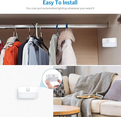 AMIR Motion Sensor Stair Lights for Indoor, 12 Pack Battery-Operated LED Night Light, 40 Lumen 3000K, Cordless Closet Light, Tap Light, Safe Lights for Stairs, Hallway, Bathroom, Cabinet, Kitchen