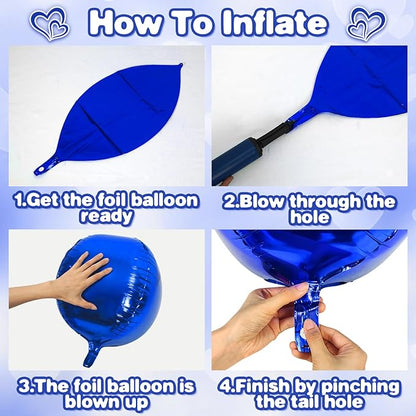 Royal Blue Round Foil Balloons 9 pcs,Blue Giant 4D Round Balloons 22 Inch for Wedding Graduation Birthday Party Decorations