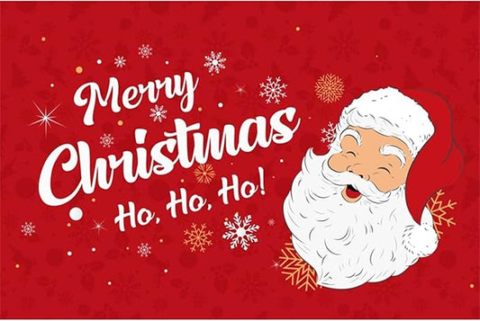 YongFoto Merry Christmas Backdrop 12x10ft Snowflakes Santa Claus's Smiling Fun Photography Background Happy New Year Xmas Eve Family Party Banner Room Decorations Photoshoot Wallpaper Photo Booth