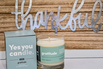 Gratitude, Bergamot & Citrus, Highly-Scented, Inspirational Soy Candle, Made in USA, Pure Essential Oils, Aromatherapy, 8 oz