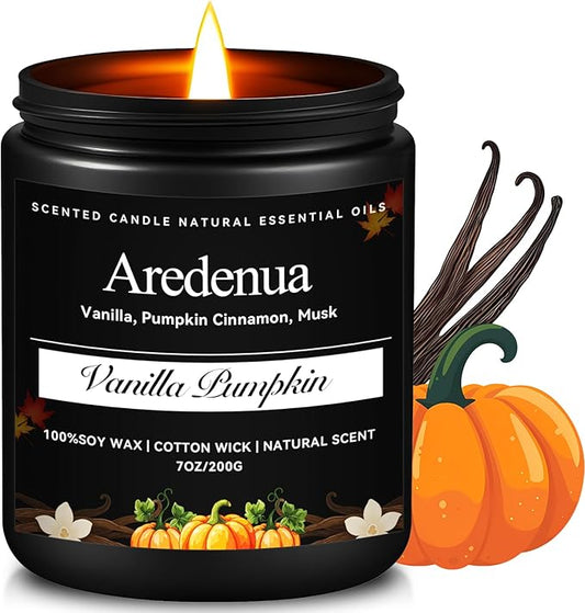 Vanilla Pumpkin Candle – Warm Holiday Pumpkin Scent, Christmas Winter Seasonal Candles for Home, Hand-Poured Soy Candle for Christmas Décor & Cozy Gifting