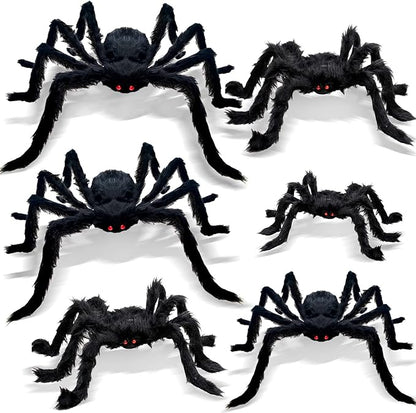 ZMCINER Halloween Large Outdoor Realistic Scary Hairy Spiders Decor (6 Pack Different Size)