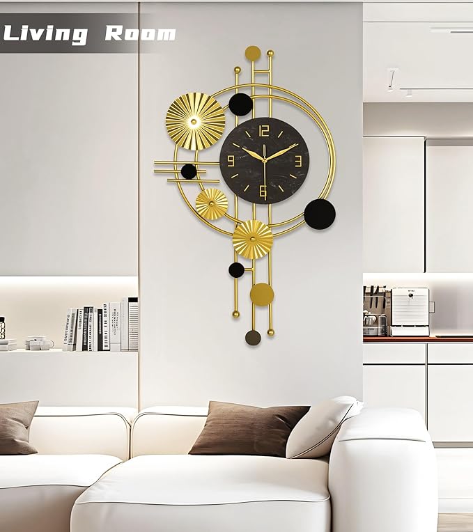 Large Wall Clock, Modern Clocks for Living Room, Geometric Design - Silent Wall Clock, Battery Operated, for Living Room,Bedroom,Kitchen,Study or Entryway Decor-30