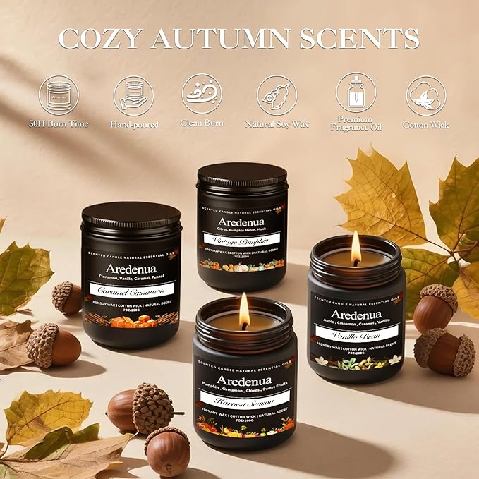 Harvest Season Candle – Warm Holiday & Winter Cozy Aroma, Hand-Poured Soy Candle for Christmas Home Décor & Cozy Seasonal Gifting