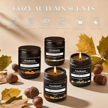 Pumpkin Pie Candle – Holiday Winter Scented Candles, Warm Spiced Pumpkin Aroma for Christmas Home Décor, Cozy Seasonal Candles Gift for Women & Men, Long-Lasting Soy Wax Candle
