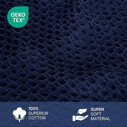 Premium 100% Cotton Waffle Towels for Kitchen (13x28, 6 pc) – Solid, Ultra Soft, Scratch-Free & Super Absorbent - Quick Drying Cleaning Towels,Perfect Dish Cloth, Blue