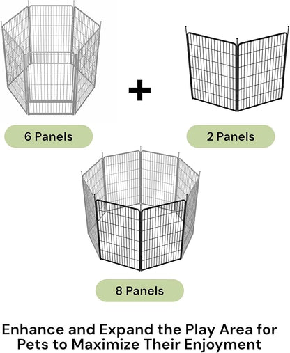 SunsGrove Dog Playpen Outdoor, Heavy Duty 45 Inch 2 Panels Play Pen for Large Dogs, Free and Safe Play Dog Fence, Black