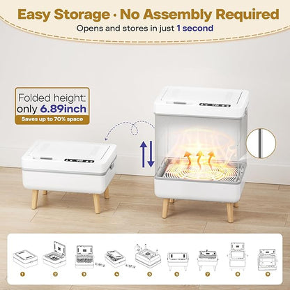 35L Foldable Towel Warmer Bucket, Fits 3 Large Towels or 2 Robes, Fast Heating, One-Piece Space-Saving Design, High-Temperature Indicator, ETL Certified