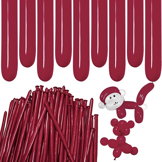 Garnet Red Long Balloons Premium 260 Twisting Balloons Animals Magic for Birthday Kids Wedding Party Supply 100pcs