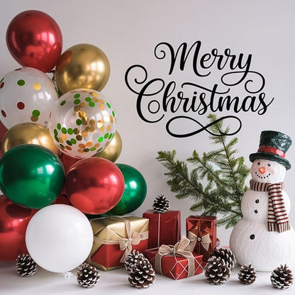 FunHot Christmas Balloons, 60 Pcs Red Green Gold Balloons, 12 Inch Red Green Confetti Balloons Metallic Gold Helium Balloons White Latex Balloons for Happy New Year Merry Christmas Party Decorations