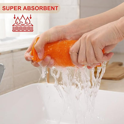 Kitinjoy 100% Cotton Waffle Weave Kitchen Towels, 8-Pack Super Soft and Absorbent Dish Towels for Drying Dishes, Kitchen Hand Towels, 13 in x 28 in, Orange