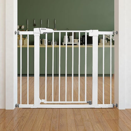 Babelio Baby Gate for Doorways and Stairs, 26"-40" Auto Close Dog Gate, PressGuard C5, Easy Install Pressure Mounted Gate, fits for Narrow and Wide Doorways, Safety Gate Door for Child and Pets