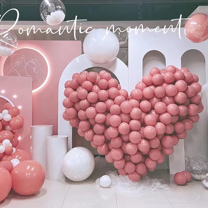 100pcs Dusty Pink Balloons 18 inch +12 inch +10 inch +5 inch Different Sizes Latex Party Rose Pink Balloon for Girl Baby Shower Birthday Wedding Party Decorations