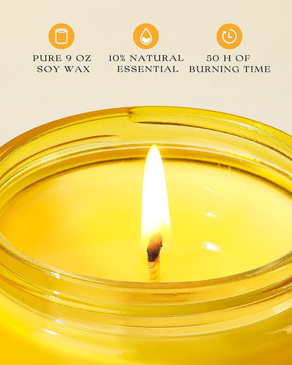 AOOVOO Citrus Lemon Odor Eliminating Highly Fragranced Candle - Eliminates 95% of Pet, Smoke, Food, and Other Smells Quickly, Air Freshing Soy Candle, 9 oz