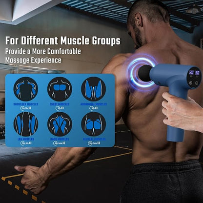 cotsoco Massage Gun Deep Tissue, Muscle Massage Gun Back Massager for Pain Relief, 20 Speeds Handheld Electric Massager Tool with Silent Brushless Motor, Suitable for Gym Office Home Travel, Blue