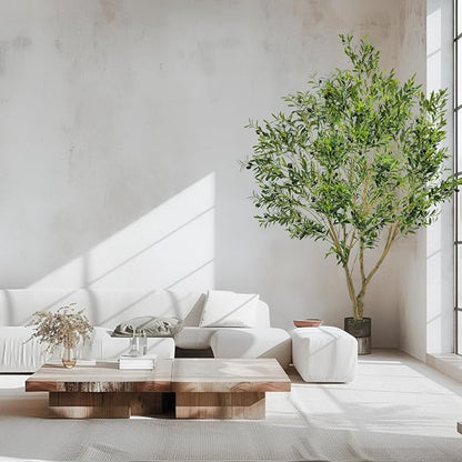 Artificial Tree Faux Olive Tree 8ft Tall Fake Olive Plant in Pot Fake Silk Tree Faux Plants Indoor