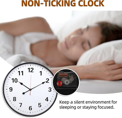 LEIKE Metal Large Wall Clock 24IN Black, Retro Silent Quartz Battery Operated, Decorative for Patio, Kitchen, Living Room, Bedroom, Pool