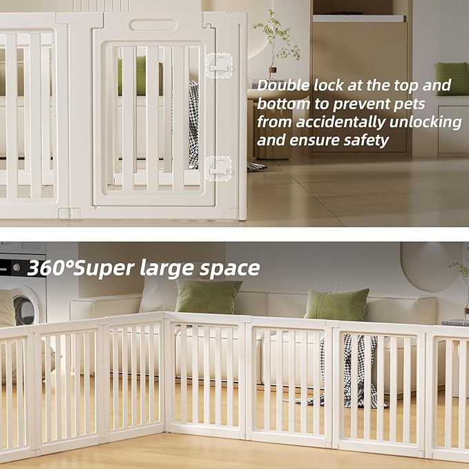 Clear Dog Play Pen,Pet Playpen with Door,Easy to Clean and Install Puppy pens for Both Indoor and Outdoor use (White, 23.6" Height, 12)
