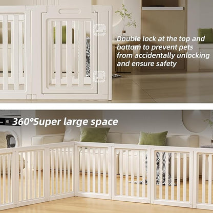Clear Dog Play Pen,Pet Playpen with Door,Easy to Clean and Install Puppy pens for Both Indoor and Outdoor use (White, 23.6" Height, 12)