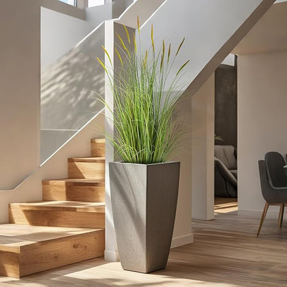 KOL 3ft Artificial Cattail Grass, 35in Artificial Indoor Outdoor Fake Onion Grass Reed Floor Plant, Home Office Wedding Decor Potted Plant, Housewarming Gift, Green