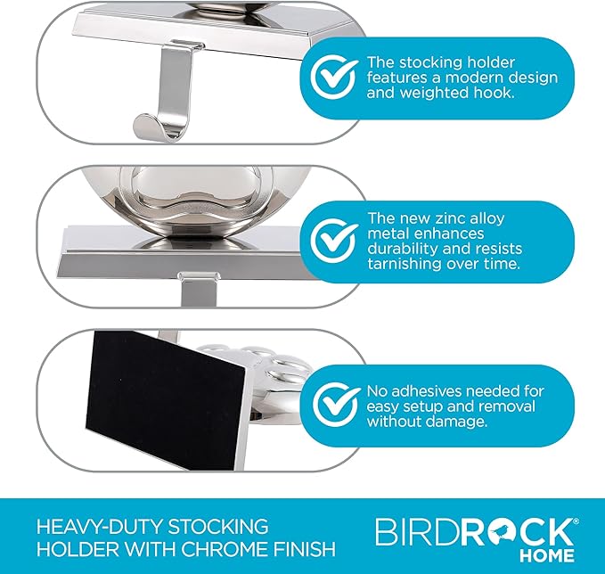 BIRDROCK HOME Christmas Stocking Holders for Mantle - Weighted Metal Hanger for Stockings & Holiday Decor - Sturdy Metal Hook for Fireplace, Staircase & Shelf - Non-Scratch Base - Dog Paw Print