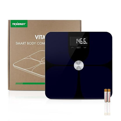 Tenergy Vitalis Body Fat Scale, High Precision BMI Scale, Wireless Bluetooth Body Scale with Large Display, Digital Weight Scale Max Weight 400 LBS, Compatible w/iOS/Android