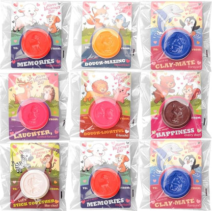 28 Pack Valentine’s Day Cards for Kids with Modeling Dough – Fun Animal-Themed Classroom Gifts for Toddlers & Preschoolers – Perfect for School Exchanges & Parties