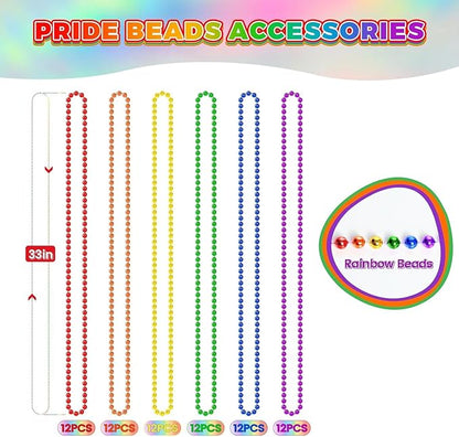 YAXINRUI 72 PCS Mardi Gras Beads Necklaces, 33 Inch 12 Colors Party Bead Necklace for Mardi Gras, Christmas, St. Patrick's Day, Throw Beaded Party Favors in 12 Shiny Metallic Colors