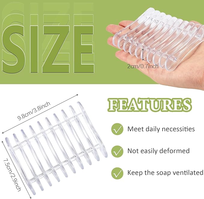 Plastic Bar Soap Holder Soap Saver Tray Bar Dish Self Draining Dishes for Sponge Dryer Bathroom Toilet Shower Kitchen Restaurant Counter(Clear,4 Pieces)